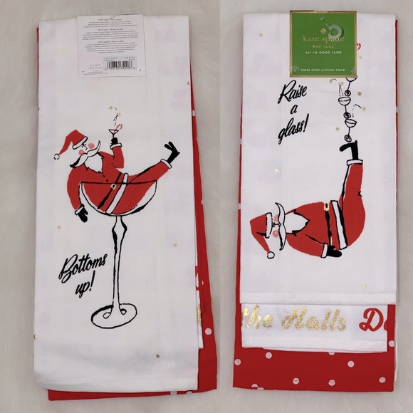 kate spade Other - Kate Spade Cotton 3 Piece Kitchen X-Mas Towel Set